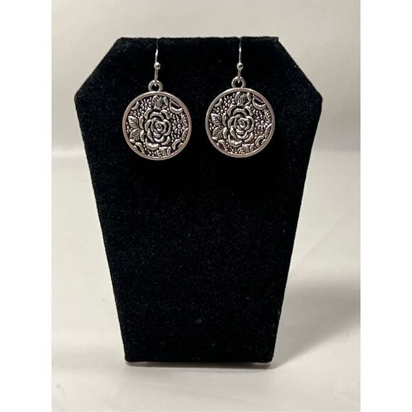 BOHO Style Silver Colored Earrings Fish Hook Studs - Picture 1 of 2